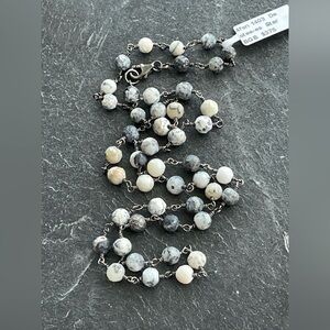Elegant Faceted Dendrite Opal Beaded Necklace 24”